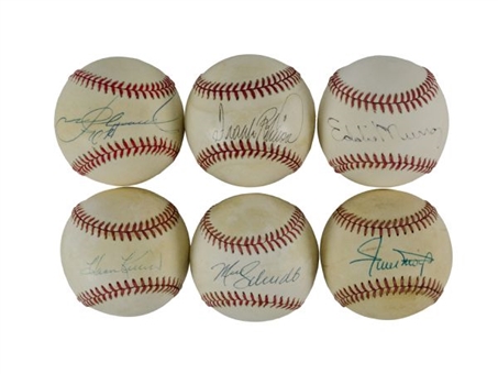 Lot of (6) Single-Signed Baseballs From 500 Home Run Club Members Including Willie Mays, & Harmon Killebrew